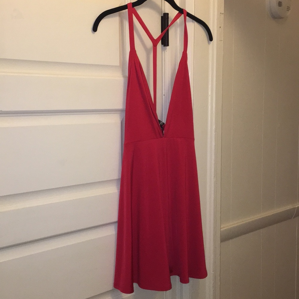 NBD X The NAVEN Womens Deep V Neck skater dress